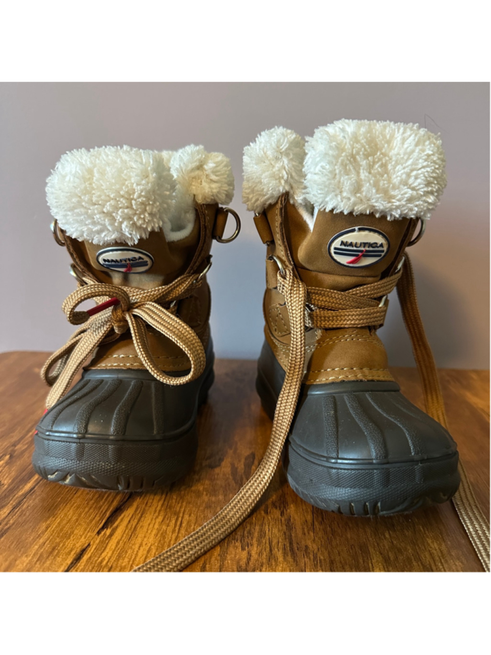 Nautica Toddler Snow Boots Size 7 Brown Faux Fur Lined Winter Waterproof